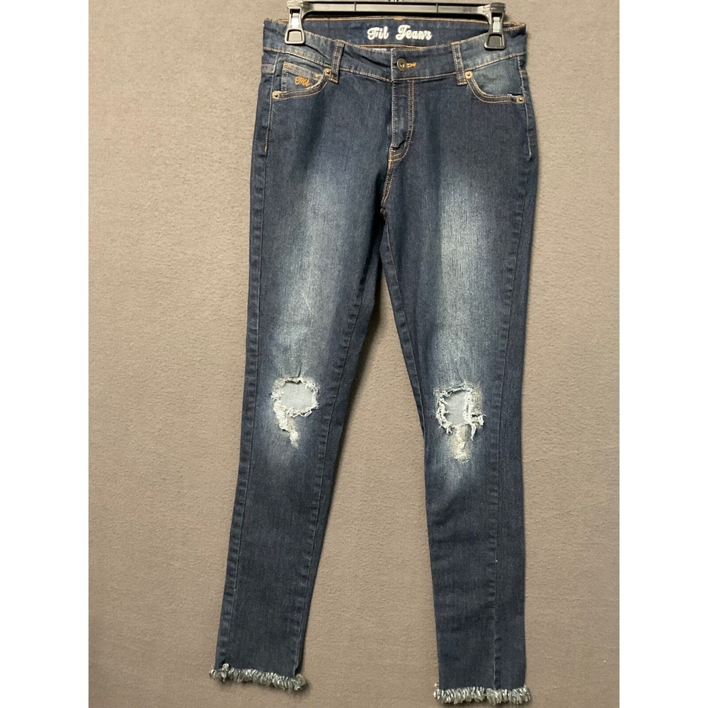 Fil‎ Jeans Women's Distressed Skinny Jeans Size 3 Blue Frayed Hem Stretch